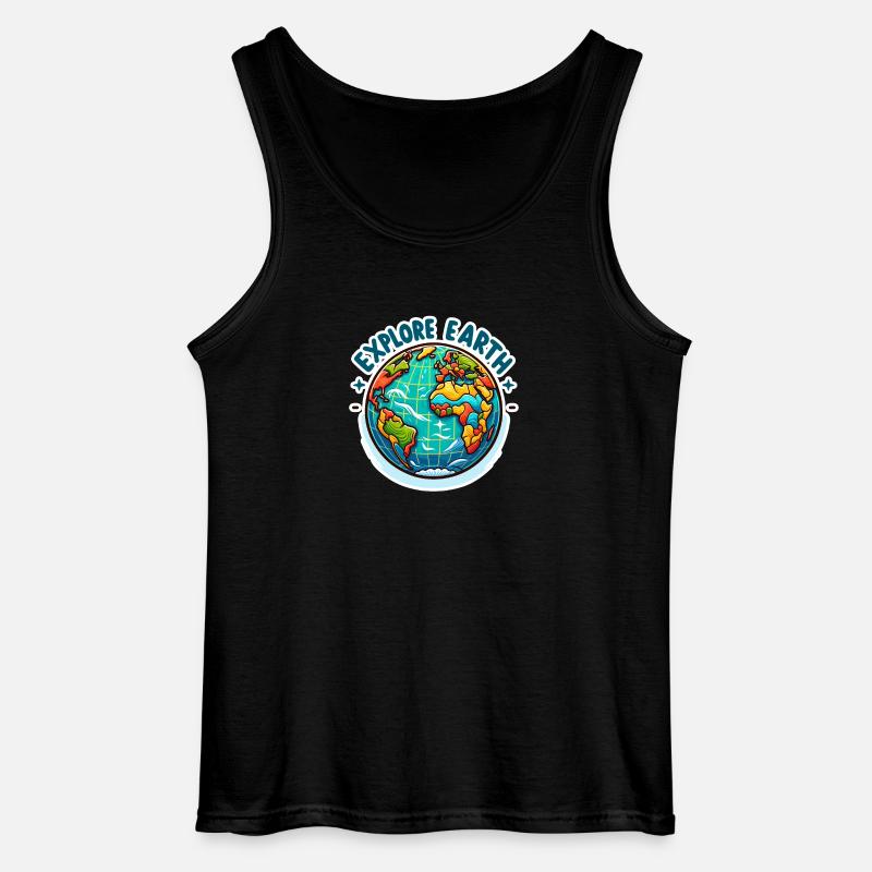 Explore Earth - Erde Illustration - Gildan Men’s Tank Top - black