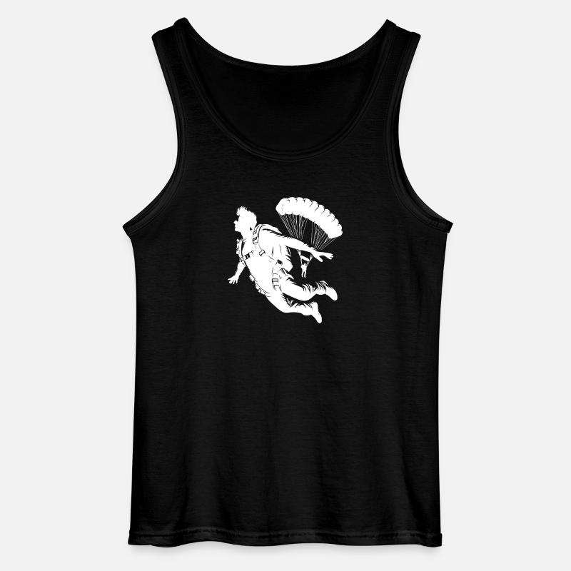 Two skydivers skydiving - Gildan Men’s Tank Top - black
