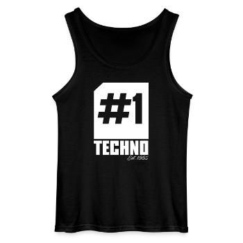 #1 TECHNO - Gildan Männer Tank Top - Schwarz - Vorne - AI Model Male 185 dark (185cm)