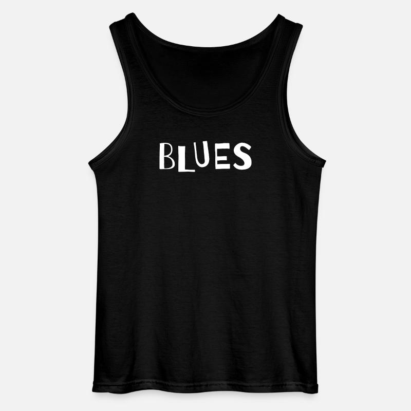 Distressed Blues Typography - Gildan Men’s Tank Top - black