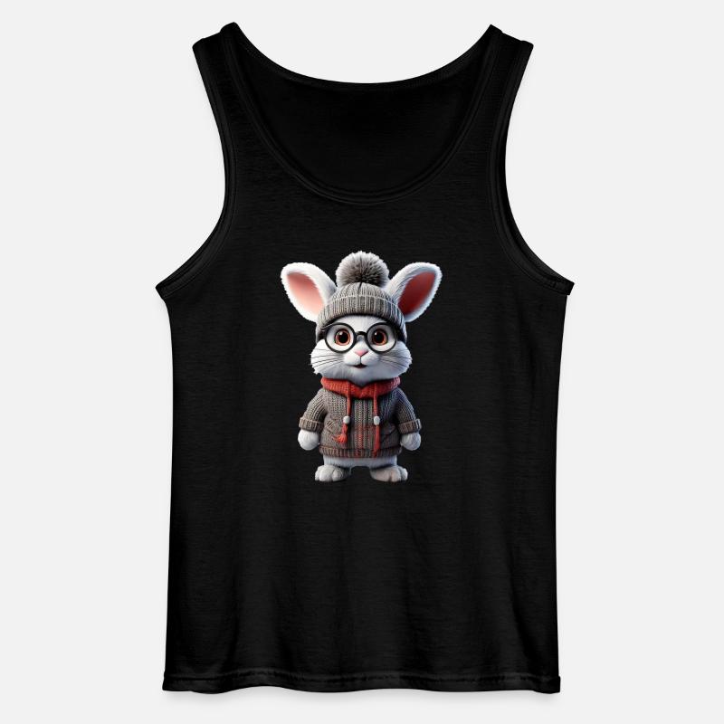 Süsses Kaninchen mit Strickpullover - Gildan Männer Tank Top - Schwarz