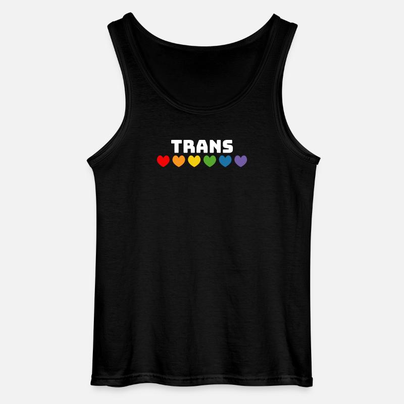 Regenbogenherzchen Trans weiss - Gildan Männer Tank Top - Schwarz