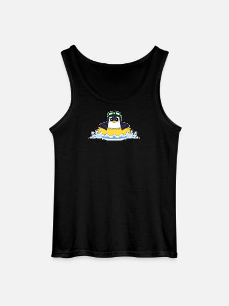 Penguin Swimming Swim Ring Summer - Gildan Men’s Tank Top - black