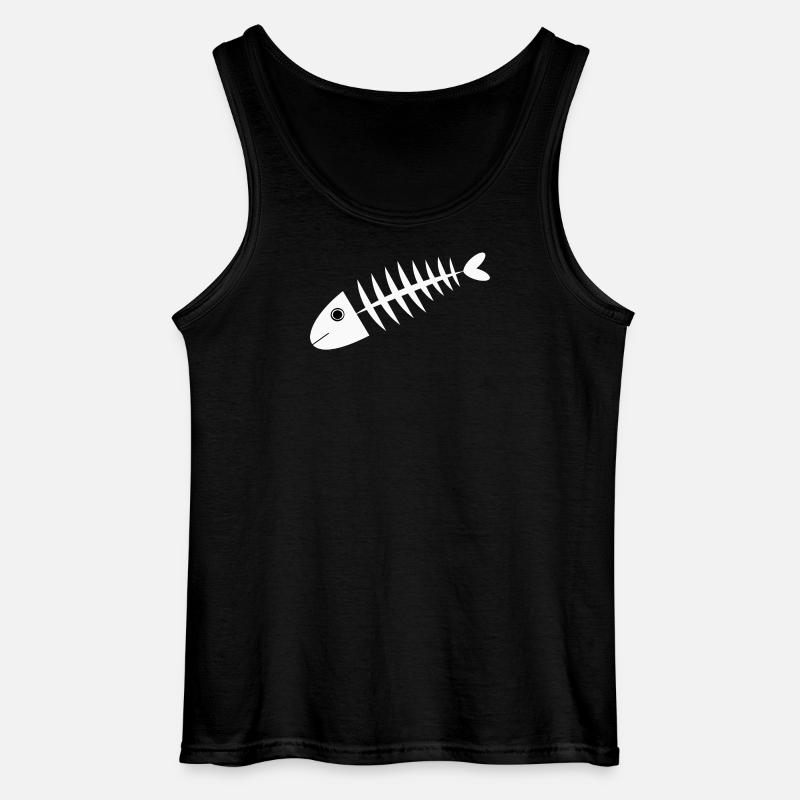 Fish White Herringbone Gift Angler - Gildan Men’s Tank Top - black
