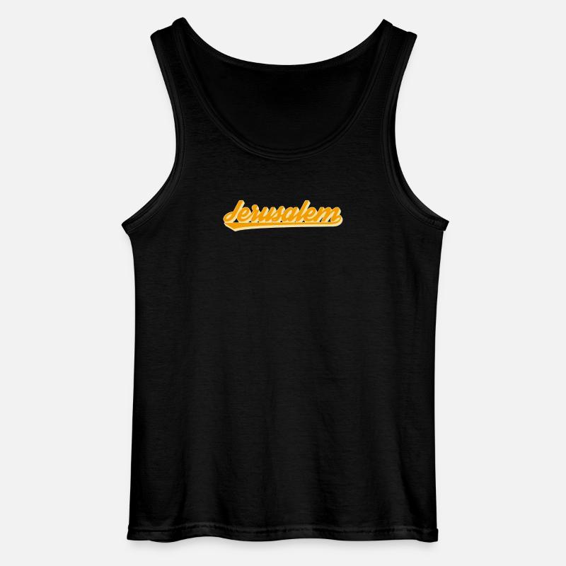 Jerusalem Retro Script - Gildan Men’s Tank Top - black
