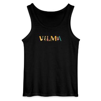 VILMA name decorated with flowers - Gildan Men’s Tank Top - black - Front - AI Model Male 185 dark (185cm)