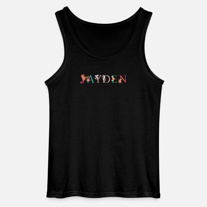 JAYDEN Namenskunst mit gestickten Blumen - Gildan Männer Tank Top - Schwarz