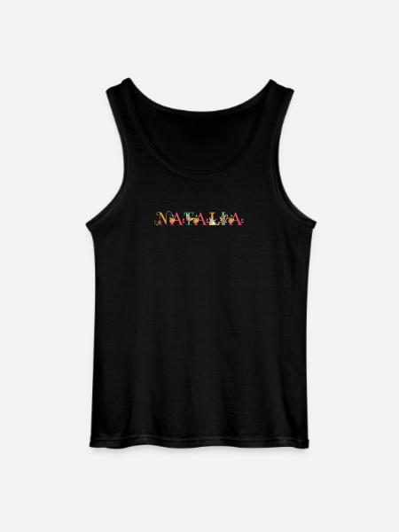 NATALIA naam versierd met bloemen - Gildan mannen tanktop - zwart