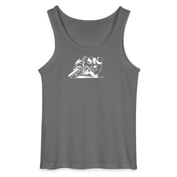 Motorcycle Symbol Race GP Sport Bike Symbol icon - Gildan Men’s Tank Top - charcoal grey - Front - AI Model Male 185 dark (185cm)