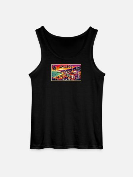 Jalisco Mexico beach palm design - Gildan Men’s Tank Top - black
