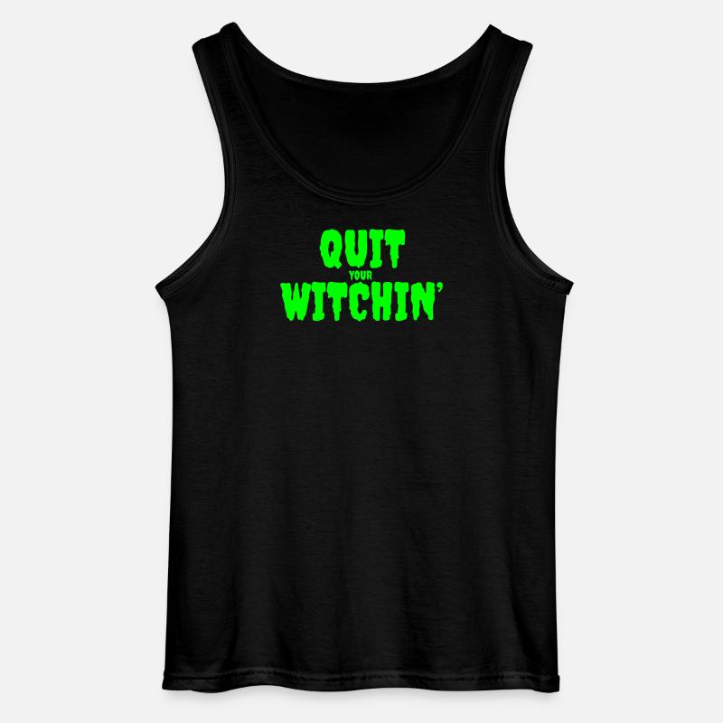 Spooky Green Witching Quit Design - Gildan Men’s Tank Top - black