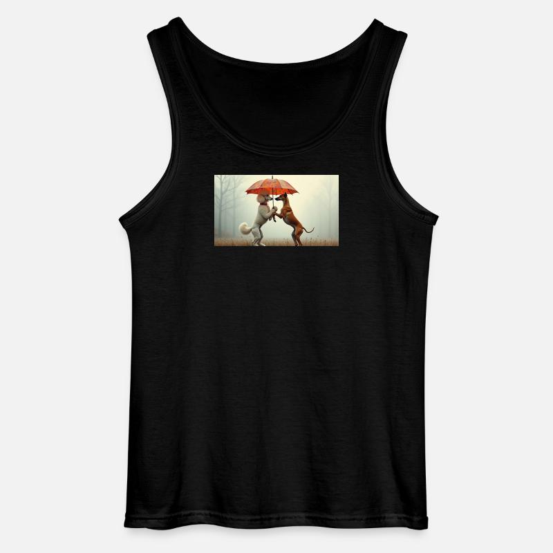 Hunde unter Regenschirm - Gildan Männer Tank Top - Schwarz