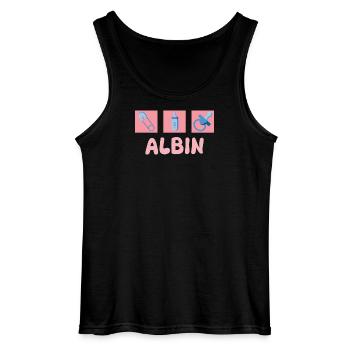 Albin - Gildan Männer Tank Top - Schwarz - Vorne - AI Model Male 185 dark (185cm)