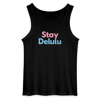 Stay Delulu Cute Motivational Typography - Gildan Männer Tank Top - Schwarz - Vorne - AI Model Male 185 dark (185cm)