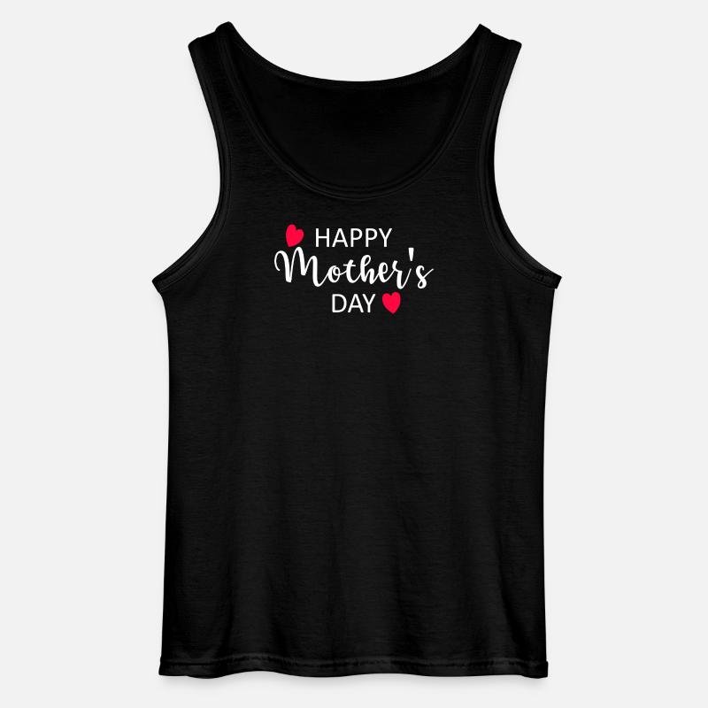 Happy Mother's Day Script Hearts - Gildan Men’s Tank Top - black