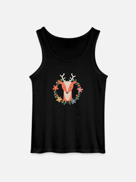 Zuckersüßer Hirsch mit Blumenranke - Gildan Männer Tank Top - Schwarz
