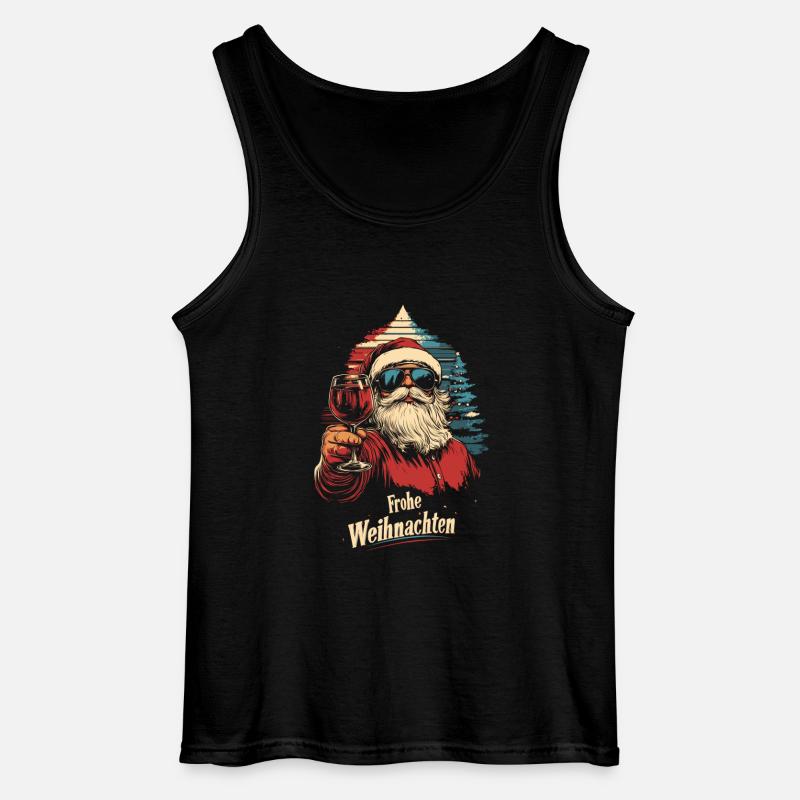 Cooler Weihnachtsmann mit Weinglas - Gildan Männer Tank Top - Schwarz