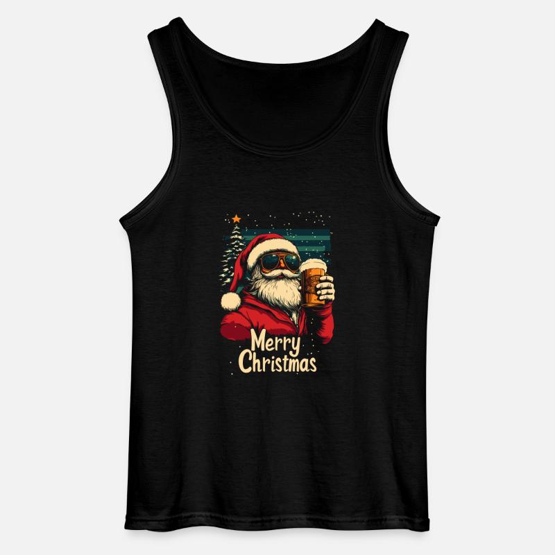 Weihnachtsmann mit Bier Weihnachtsfeier - Gildan Männer Tank Top - Schwarz