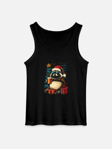 Bier Weihnachten Waschbär Weihnachtsfeier - Gildan Männer Tank Top - Schwarz