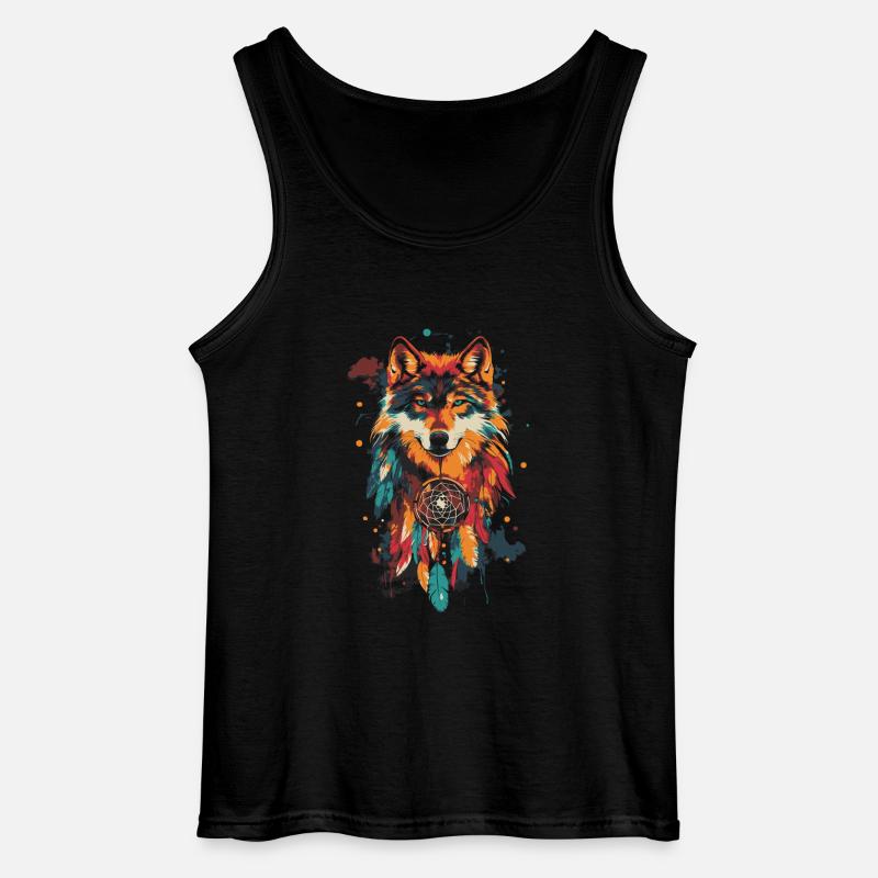 Wolf Traumfänger - Gildan Männer Tank Top - Schwarz