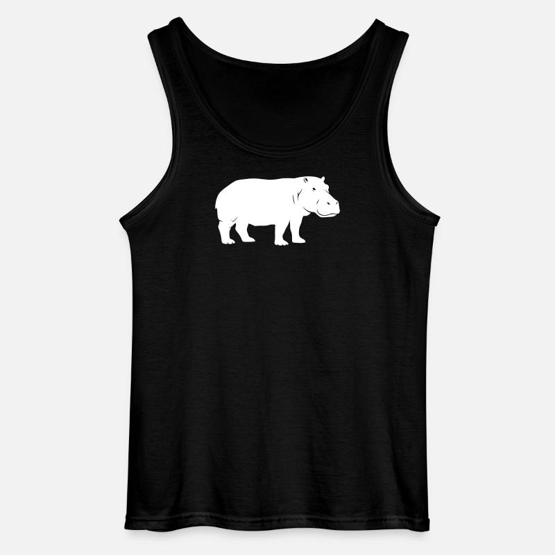 Flusspferd Silhouette Afrika Vektor - Gildan Männer Tank Top - Schwarz
