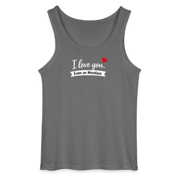 I Love You Even on Mondays - Gildan Men’s Tank Top - charcoal grey - Front - AI Model Male 185 dark (185cm)