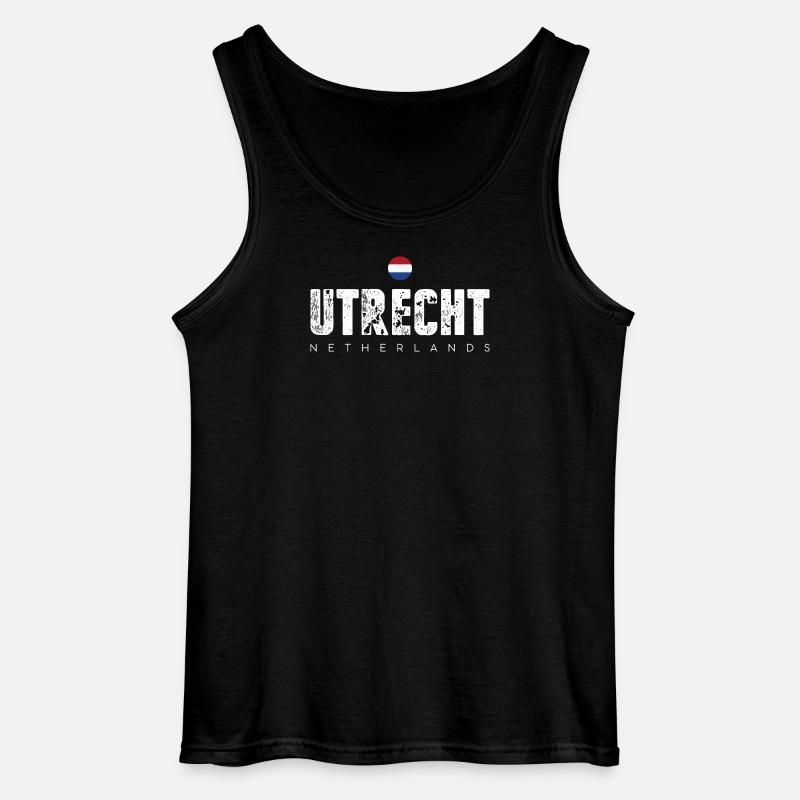 Utrecht Distressed City Briefe - Gildan Männer Tank Top - Schwarz
