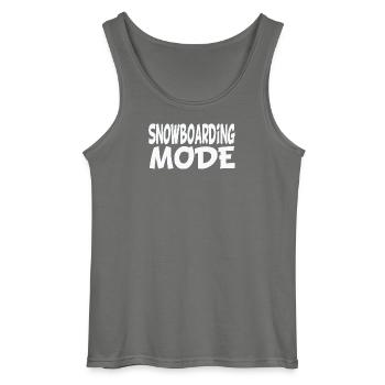 Snowboarding fashion - Gildan Men’s Tank Top - charcoal grey - Front - AI Model Male 185 dark (185cm)