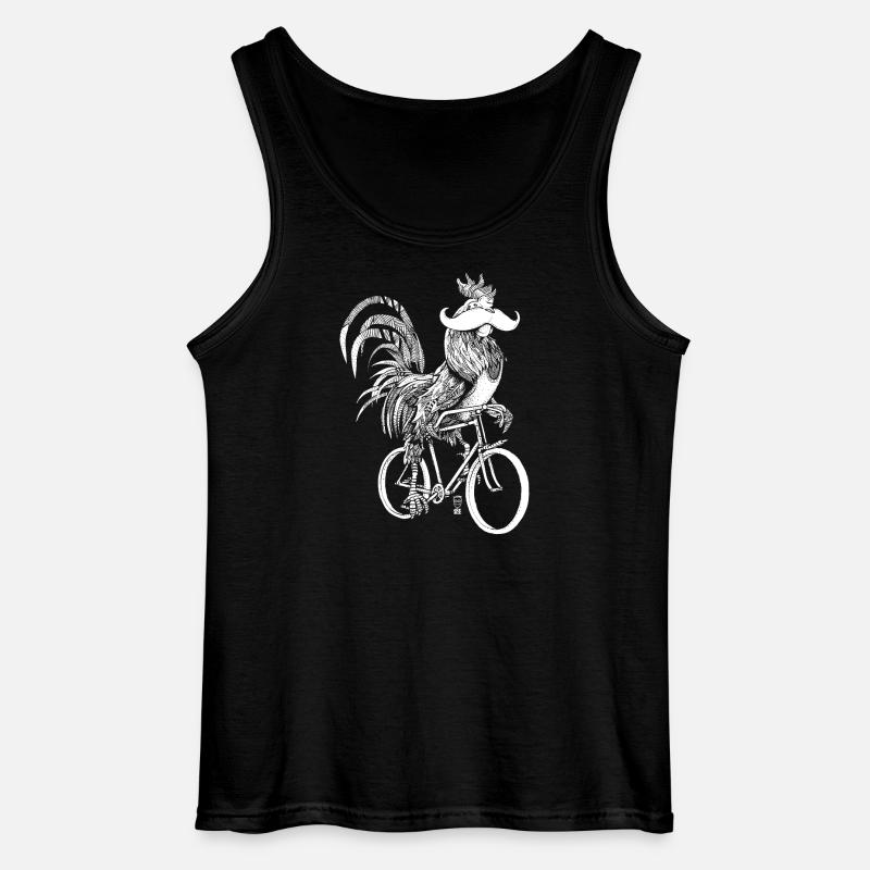 Rooster & Bicycles - white version - Gildan Men’s Tank Top - black