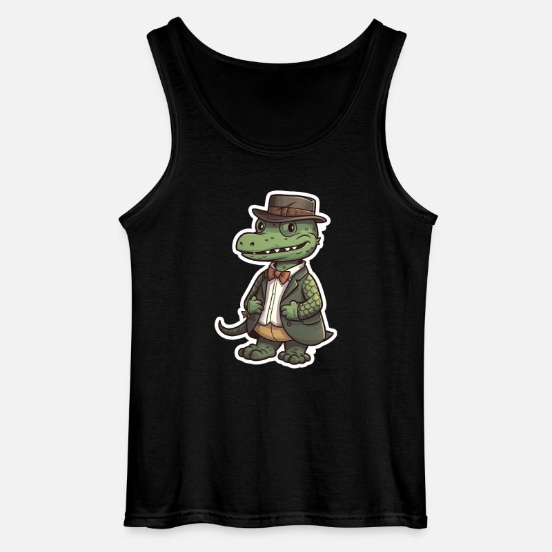 Ein süßes Krokodil mit Fliege - Gildan Männer Tank Top - Schwarz