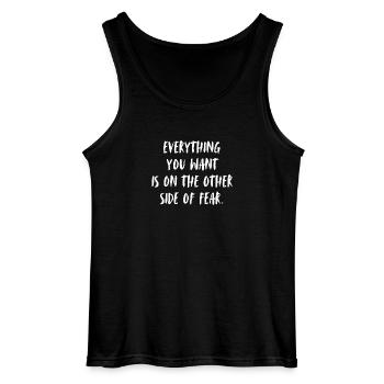 Everything you want is on the other side of fear. - Gildan Men’s Tank Top - black - Front - AI Model Male 185 dark (185cm)