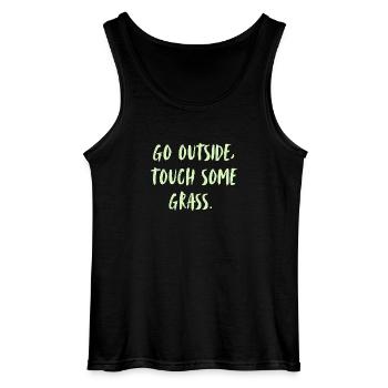 Go outside, touch some grass. Geh nach draußen ... - Gildan Männer Tank Top - Schwarz - Vorne - AI Model Male 185 dark (185cm)