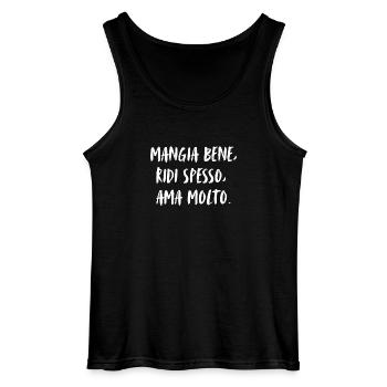 Mangia bene, ridi spesso, ama molto. - Gildan Men’s Tank Top - black - Front - AI Model Male 185 dark (185cm)