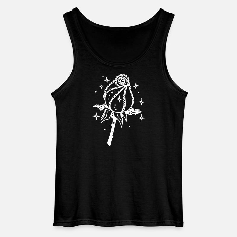 Weiße Rose mit Sternenglanz - Gildan Männer Tank Top - Schwarz