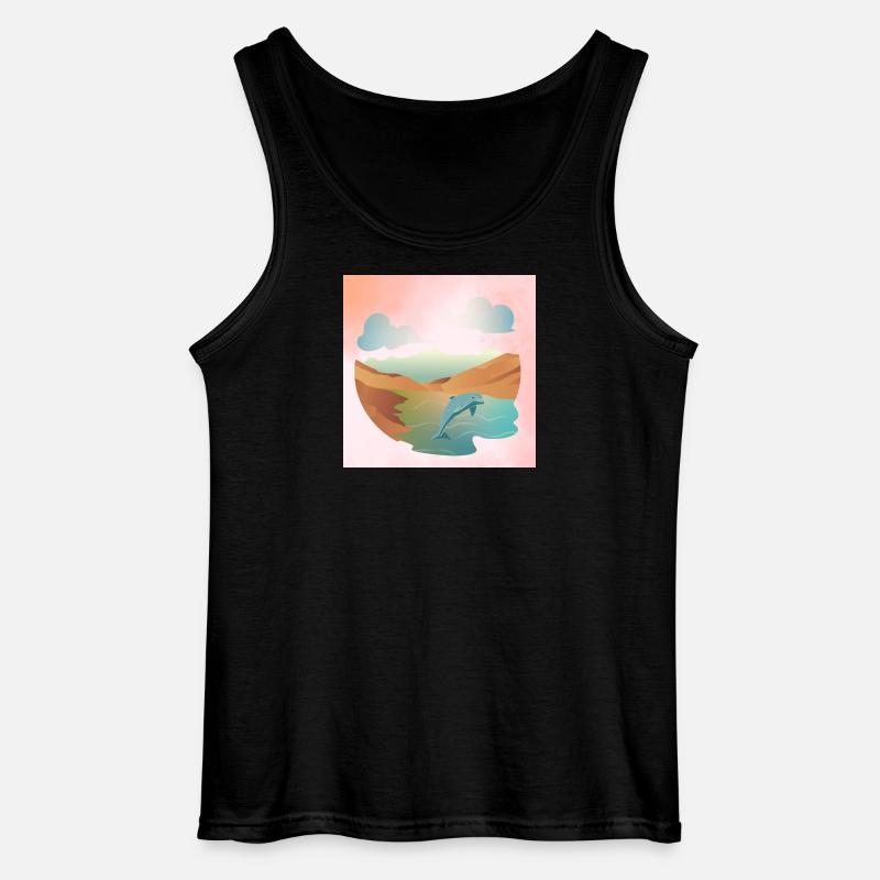 Delfin in Seelandschaft - Gildan Männer Tank Top - Schwarz