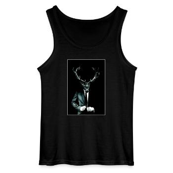 Deer Gentleman - Débardeur Gildan Homme - noir - Devant - AI Model Male 185 dark (185cm)