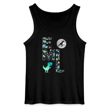 EMIL - Beautiful boy name with dinosaur - Gildan Men’s Tank Top - black - Front - AI Model Male 185 dark (185cm)