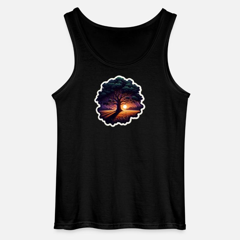 Sonnenuntergangsbaum Sticker - Gildan Männer Tank Top - Schwarz