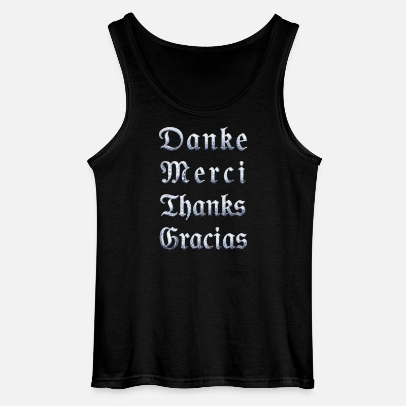 Multilinguale Dankesbotschaft Eiskristall - Gildan Männer Tank Top - Schwarz
