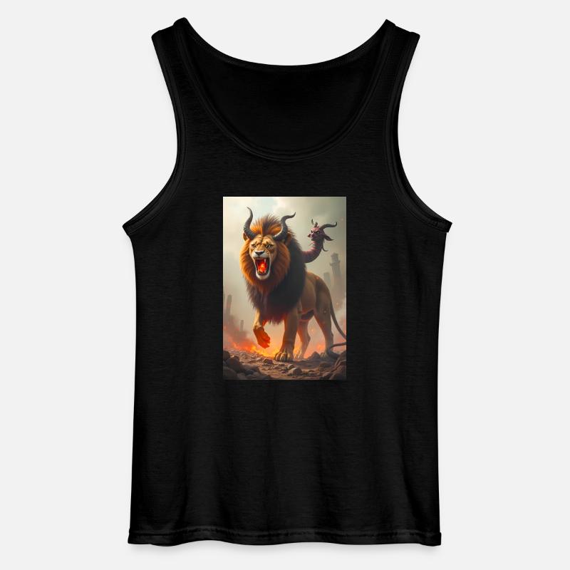 Chimäre, dreiköpfiges Monster, feuerspeiender Löwe - Gildan Männer Tank Top - Schwarz