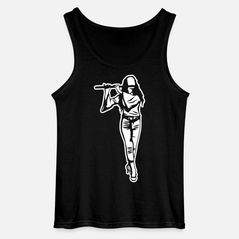 Flöte Mädchen Zeichnung - Gildan Männer Tank Top - Schwarz