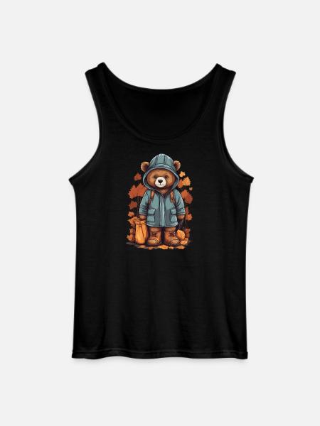 Cute bear with raincoat - Gildan Men’s Tank Top - black