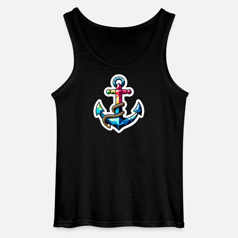 Anker mit Knoten Polygon bunt - Gildan Männer Tank Top - Schwarz
