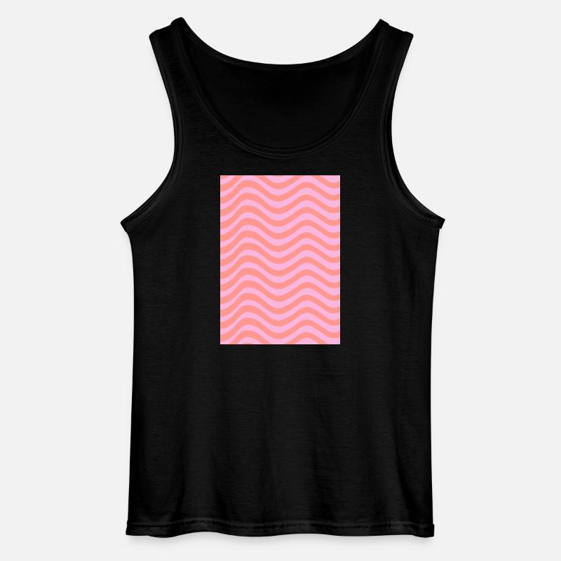 Stripe Wave Pattern - Pink Customizable - Gildan Men’s Tank Top - black