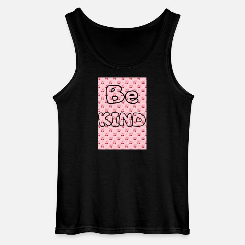 Be kind with cherry pattern - Gildan Men’s Tank Top - black