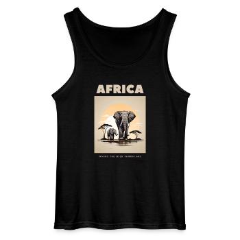 Africa where the wild things are - Gildan Men’s Tank Top - black - Front - AI Model Male 185 dark (185cm)