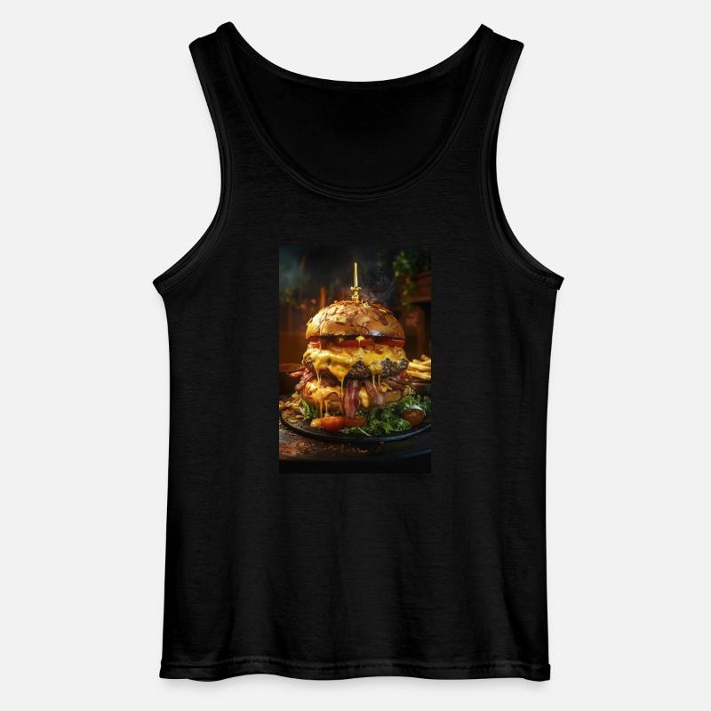 Epic Bacon Cheese Burger Stack - Gildan Men’s Tank Top - black