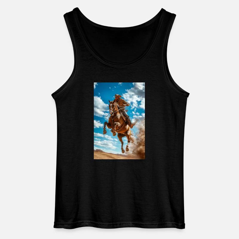 Episk cowboyhopp - Gildan singlet for menn - svart