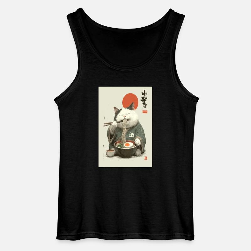 Samurai-Katze schlürft Ramen - Gildan Männer Tank Top - Schwarz