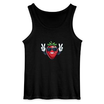 Dessin animé sucré Fraise Paix Fruité - Débardeur Gildan Homme - noir - Devant - AI Model Male 185 dark (185cm)